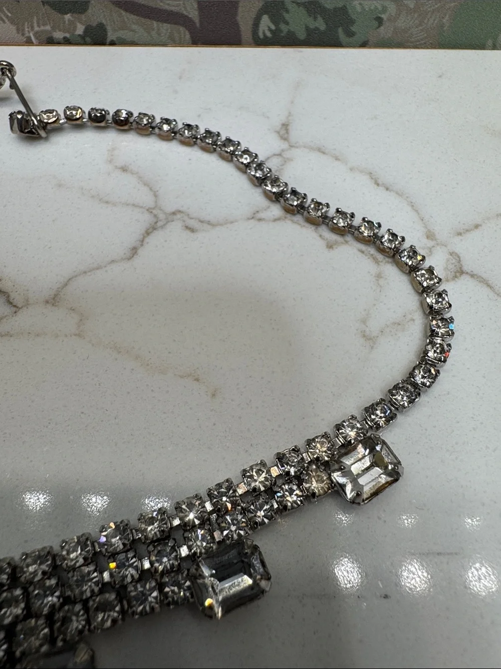 Vintage  2 Silver-toned Crystal Statement Necklaces - Elegant Bride Jewelry